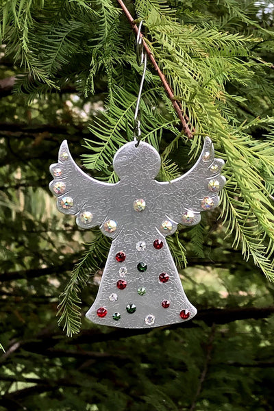 Silver and Crystal Angel Ornament