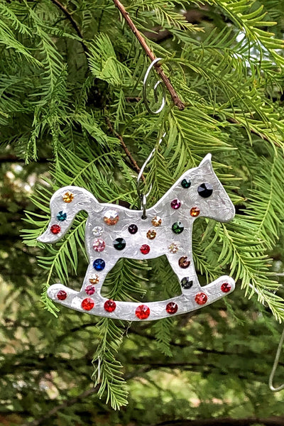 Silver and Crystal Rocking Horse Ornament