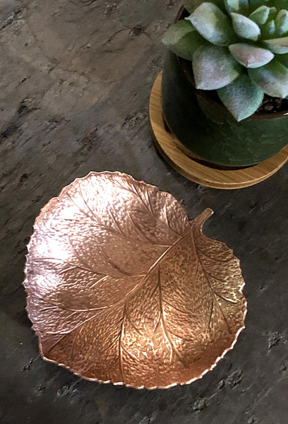 copper aspen leaf bowl