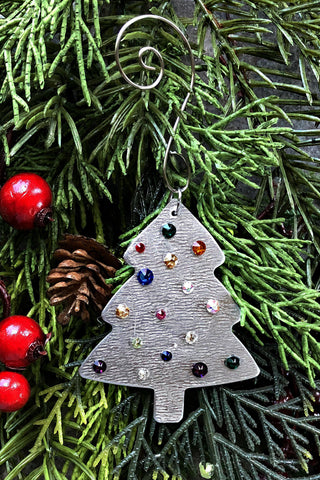 Silver and Crystal Christmas Tree Ornament