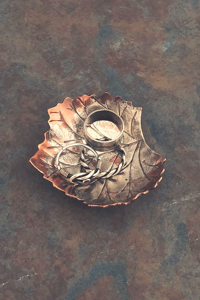 Copper and silver leaf bowl