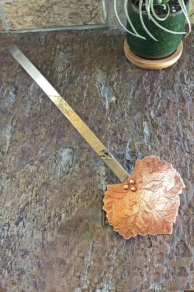 copper grape leaf serving spoon