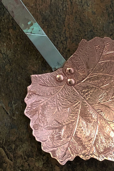 copper grape leaf serving spoon