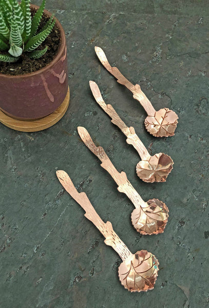 copper grape leaf spoons