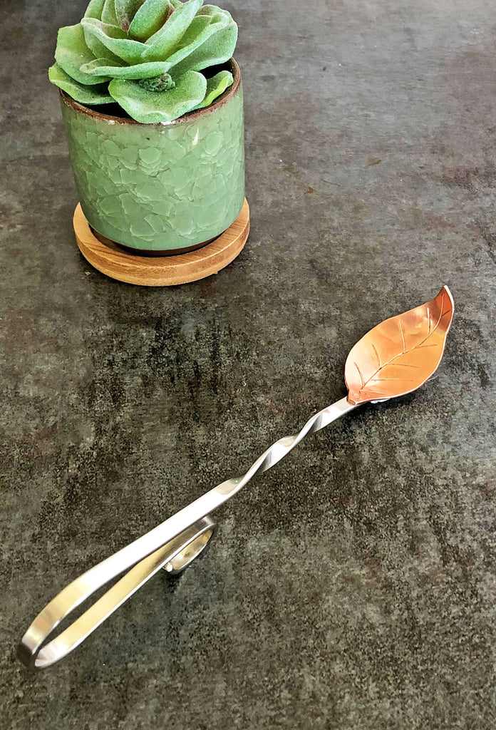 copper honeysuckle spoon with German Silver handle