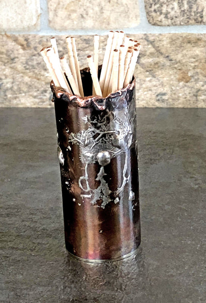 copper and silver tooth pick holder, skewer holder