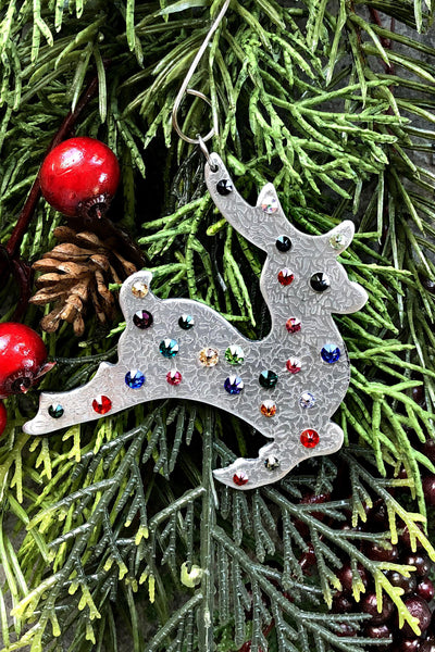 Silver and Crystal Reindeer Ornament