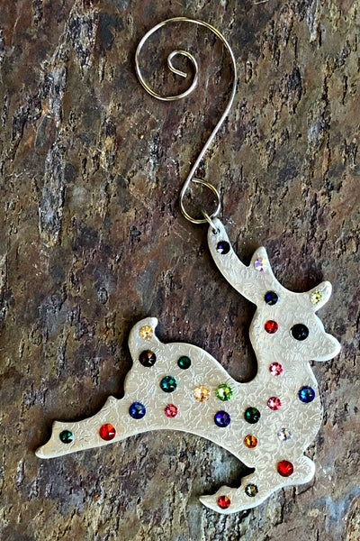 Silver and Crystal Reindeer Ornament