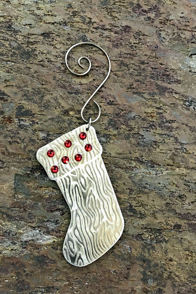 Silver and Crystal Stocking Ornament