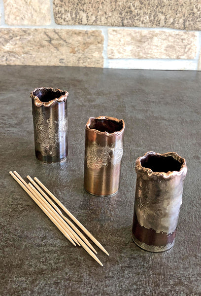 copper and silver toothpick holders